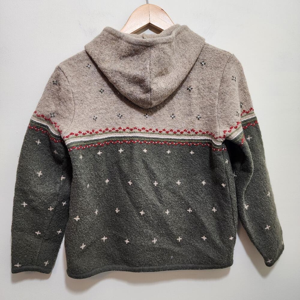 Vintage Woolrich 100% wool zip front embroidered hooded sweater woman's size Med - Picture 3 of 11